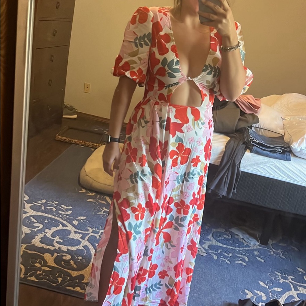 Long beach flower print dress